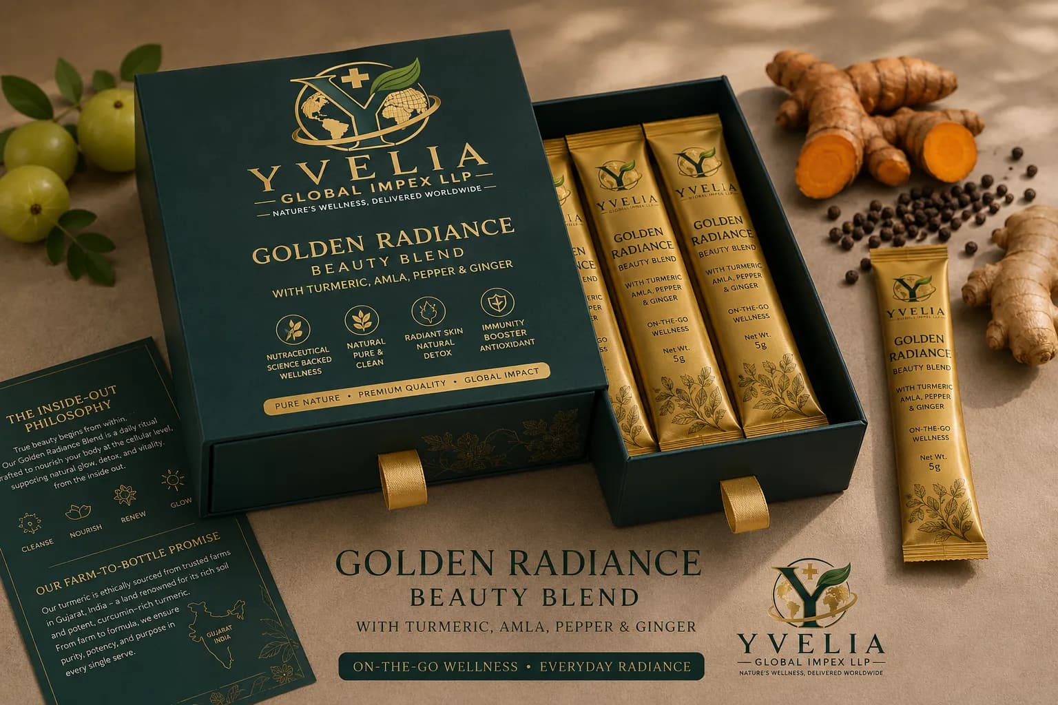 Golden Radiance Beauty Blend gift box with single-serve sticks