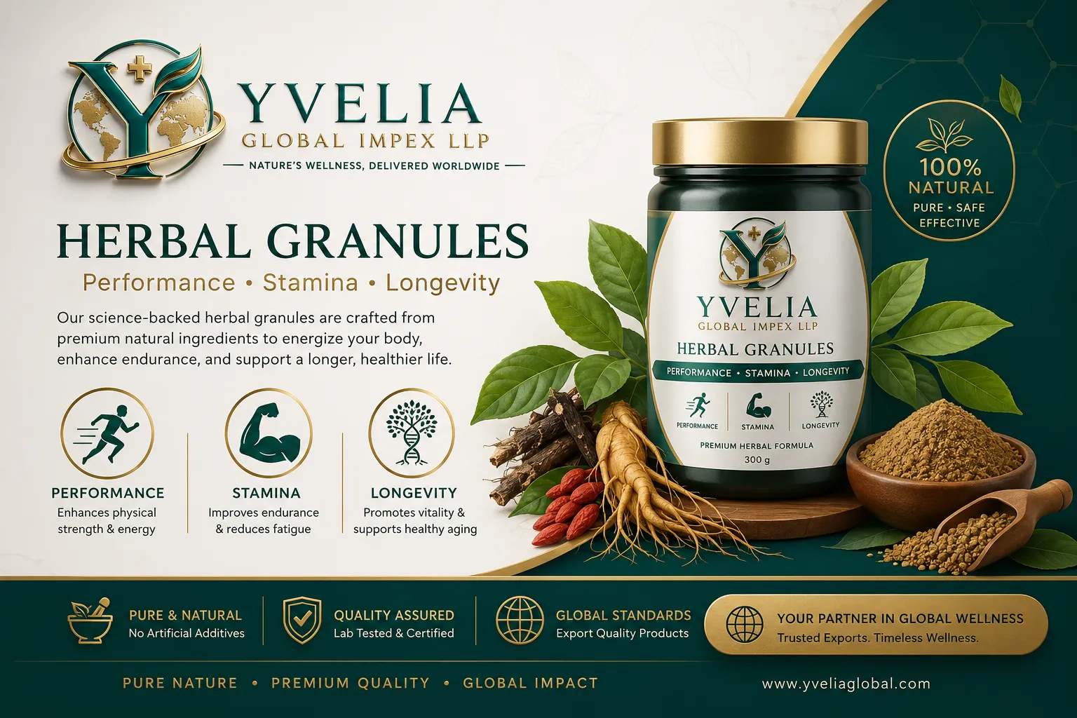 YVELIA Herbal Granules jar for performance, stamina and longevity